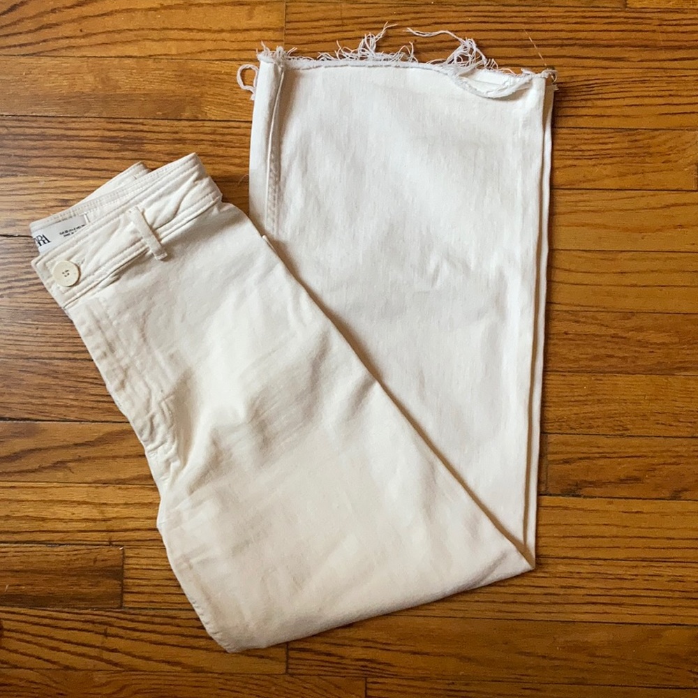 ZARA white/cream Marine wide leg pants